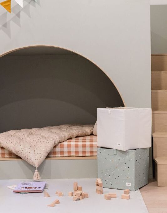 Καλάθι Παιχνιδιών τετράγωνο από ανακυκλωμένο ύφασμα cream