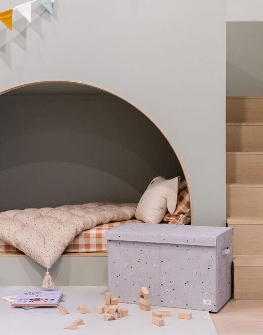 Καλάθι Παιχνιδιών με καπάκι αναδιπλούμενο από ανακυκλωμένο ύφασμα terrazzo gray