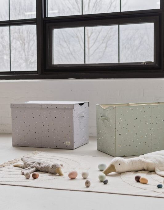 Καλάθι Παιχνιδιών με καπάκι αναδιπλούμενο από ανακυκλωμένο ύφασμα terrazzo gray