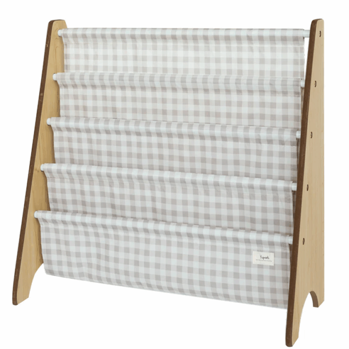 Βιβλιοθήκη από ανακυκλωμένο ύφασμα gingham beige